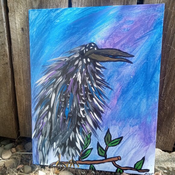 Crow Painting on Canvas - Picture 9 of 12